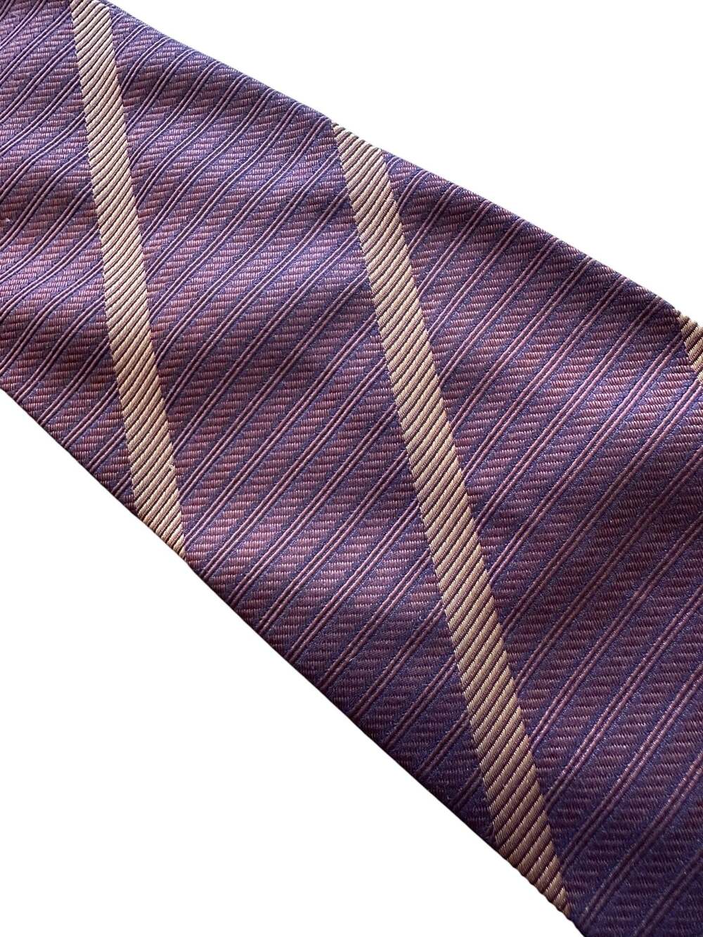 Valentino Cravatte Burgundy & Gold Diagonal Stripe Silk Tie Made in Italy